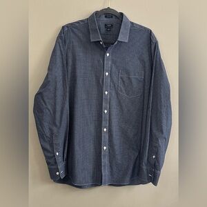 J Crew Thompson navy and white checked button up shirt size XL